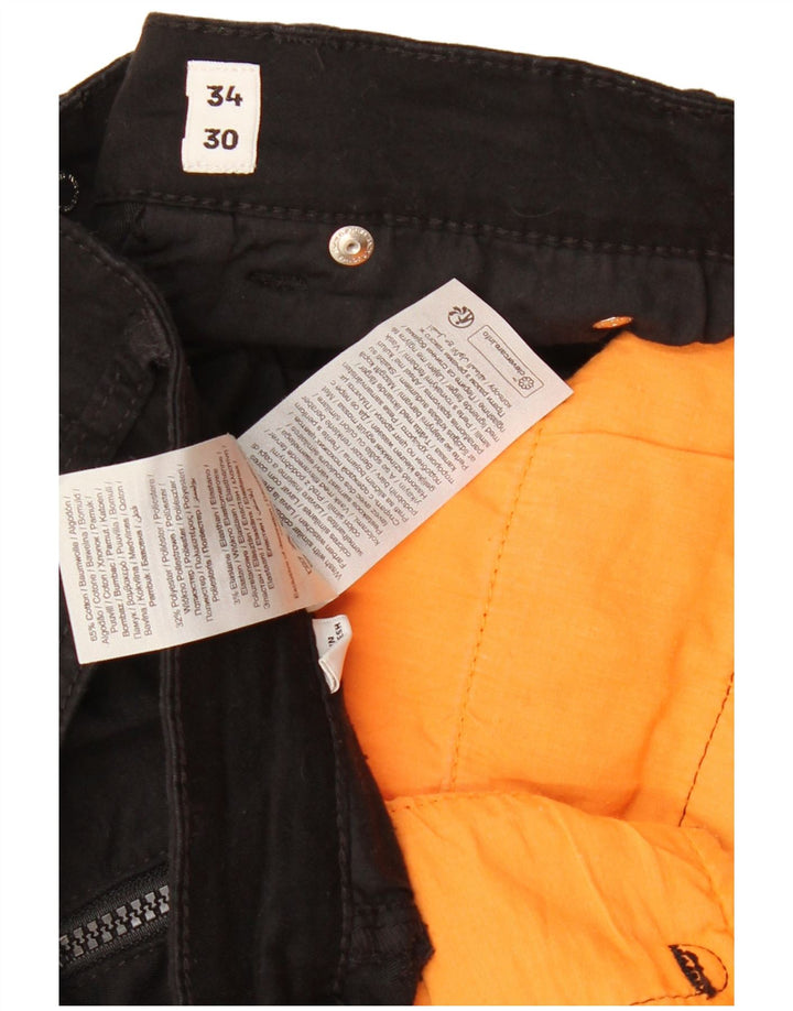 JACK & JONES Mens Cargo Cropped Trousers W34 L26 Black Cotton