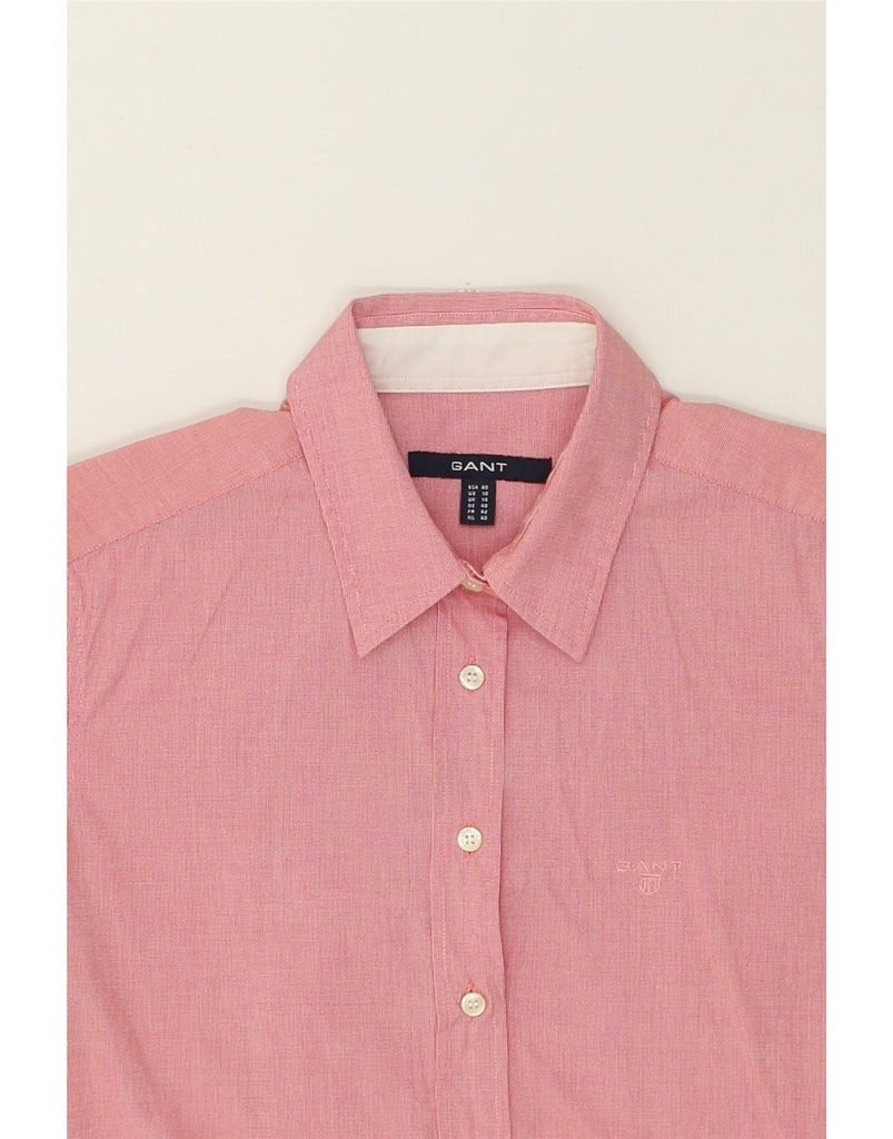 GANT Womens Short Sleeve Shirt UK 14 Medium Pink Cotton | Vintage Gant | Thrift | Second-Hand Gant | Used Clothing | Messina Hembry 