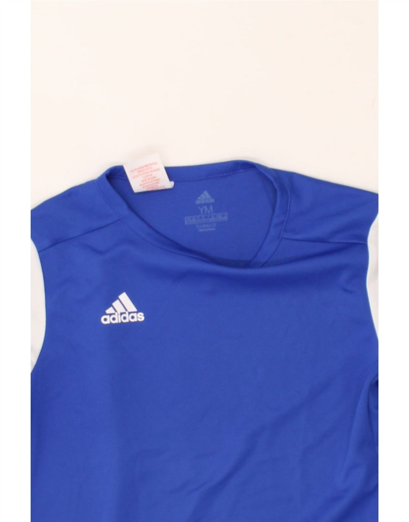 ADIDAS Boys T-Shirt Top 11-12 Years Blue Colourblock Polyester | Vintage Adidas | Thrift | Second-Hand Adidas | Used Clothing | Messina Hembry 