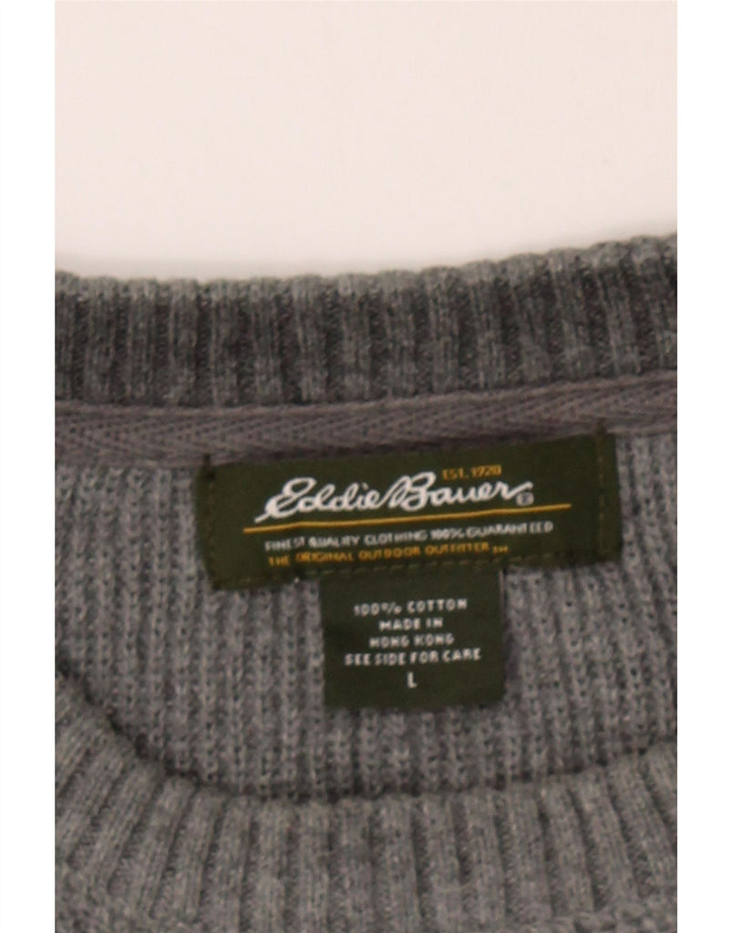 EDDIE BAUER Mens Crew Neck Jumper Sweater Large Grey Cotton Vintage Eddie Bauer and Second-Hand Eddie Bauer from Messina Hembry 