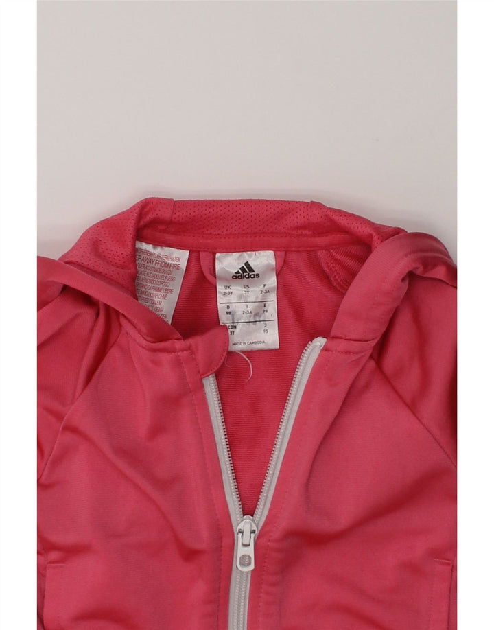 ADIDAS Girls Graphic Zip Hoodie Sweater 2-3 Years Pink Polyester | Vintage Adidas | Thrift | Second-Hand Adidas | Used Clothing | Messina Hembry 
