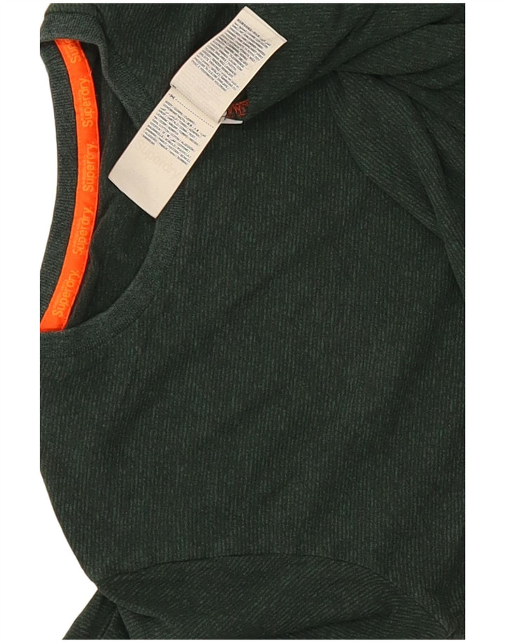Superdry Mens Top Long Sleeve Small Green Cotton