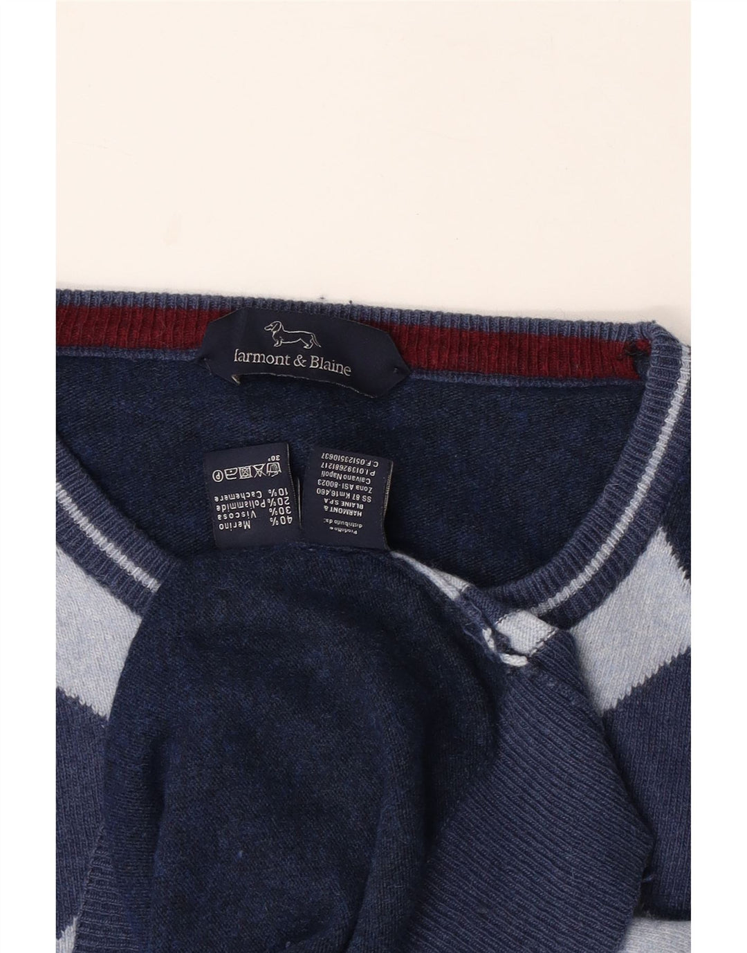 HARMONT & BLAINE Mens Boat Neck Jumper Sweater Large Navy Blue