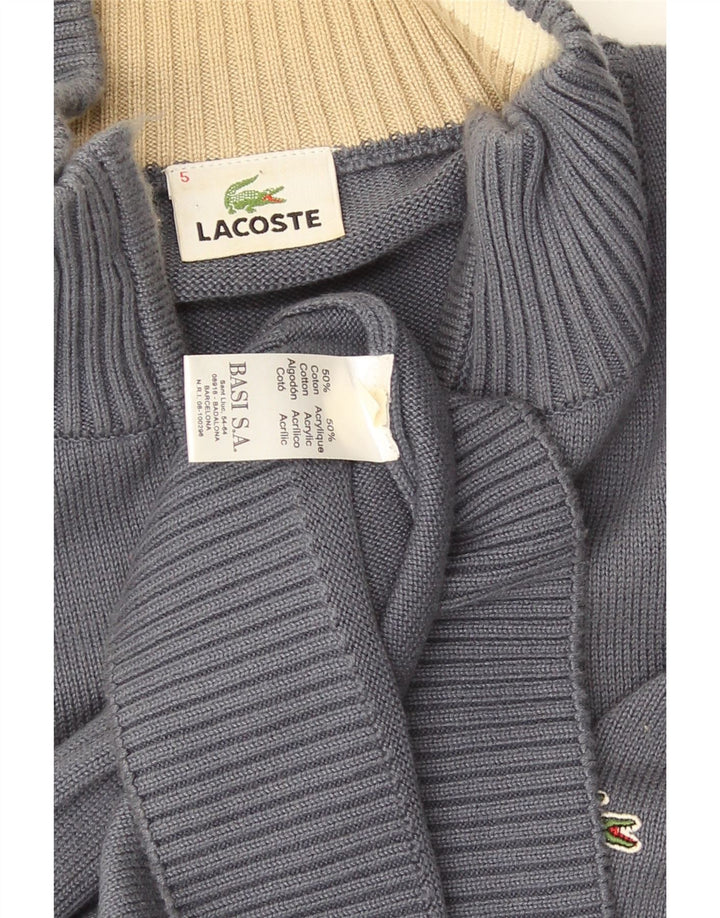 Lacoste Mens Cardigan Sweater Size 5 Large Grey Cotton