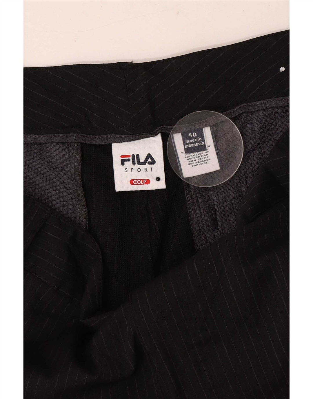 Fila Mens Golf Chino Shorts W40 XL Black Pinstripe Polyester