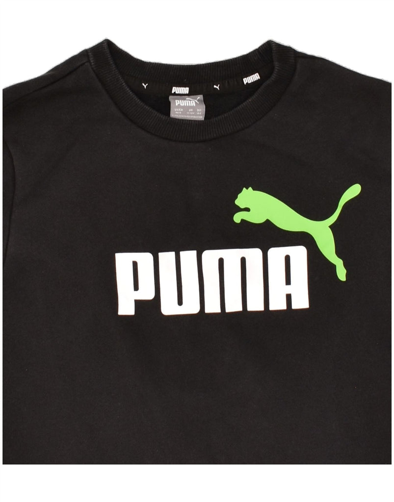 PUMA Boys Graphic Sweatshirt Jumper 11-12 Years Black Cotton | Vintage Puma | Thrift | Second-Hand Puma | Used Clothing | Messina Hembry 