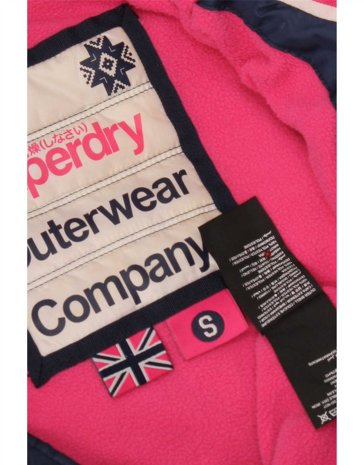 Superdry Womens Hooded Padded Jacket UK 10 Small Navy Blue Polyester
