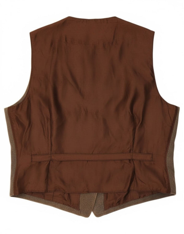 Vintage Mens Leather Waistcoat IT 58 2XL Brown Leather