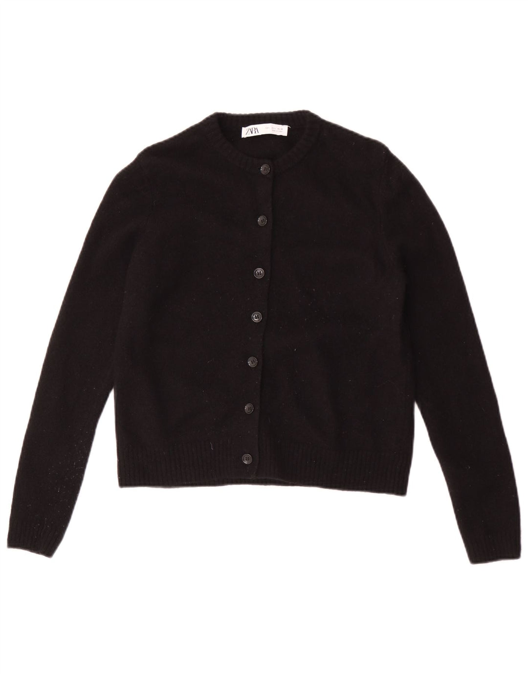 Zara Womens Cardigan Sweater UK 14 Large Black Wool