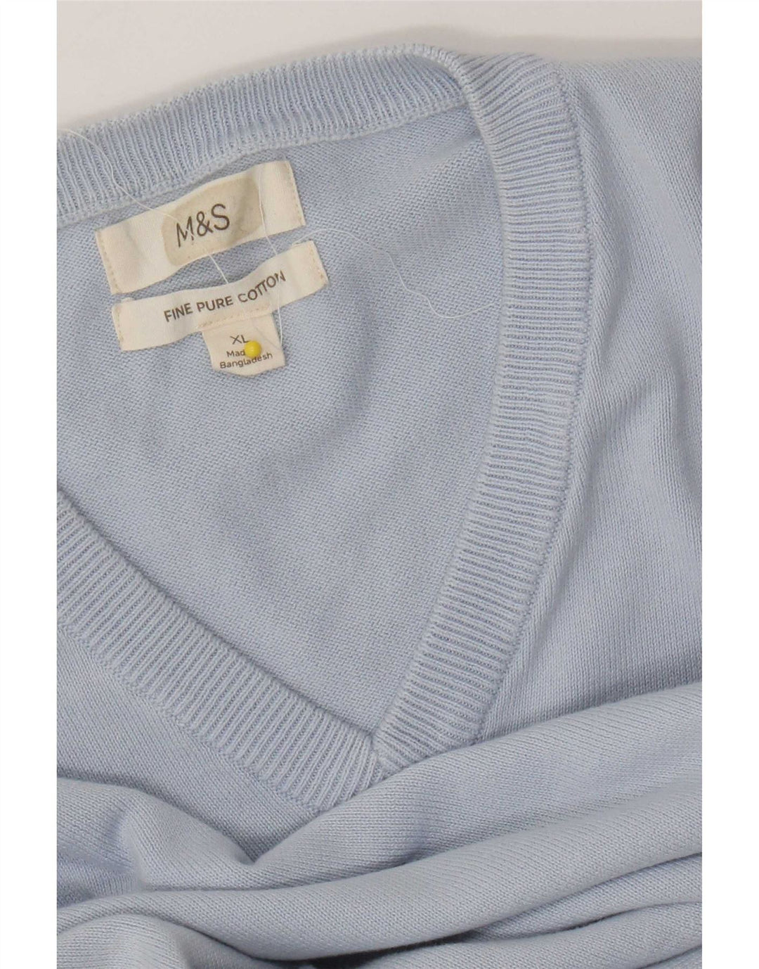 Marks & Spencer Mens V-Neck Jumper Sweater XL Blue Cotton