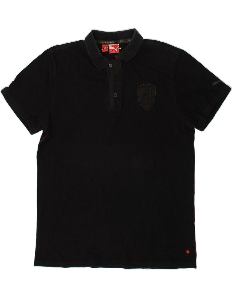 PUMA Mens Polo Shirt Large Black Cotton | Vintage Puma | Thrift | Second-Hand Puma | Used Clothing | Messina Hembry 