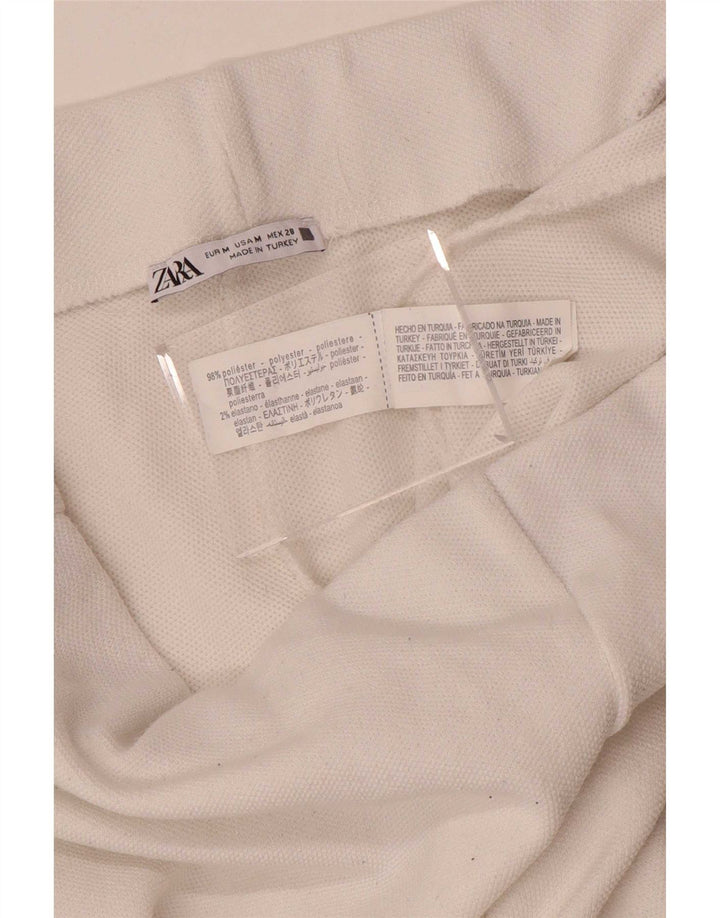 Zara Womens Wide Leg Casual Trousers Medium W30 L31 White Polyester
