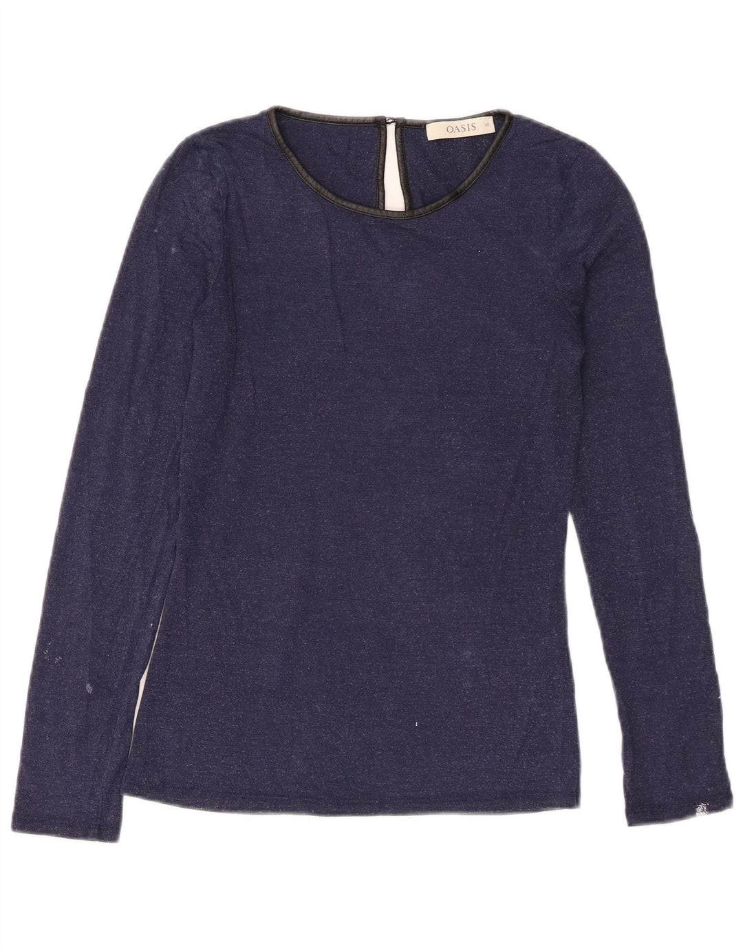 Oasis Womens Top Long Sleeve UK 6 XS Navy Blue Viscose