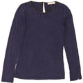 Oasis Womens Top Long Sleeve UK 6 XS Navy Blue Viscose