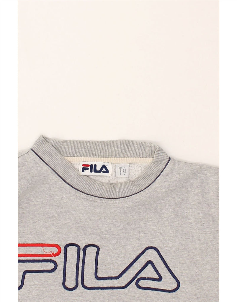 FILA Mens Loose Fit Graphic Sweatshirt Jumper Medium Grey Cotton | Vintage Fila | Thrift | Second-Hand Fila | Used Clothing | Messina Hembry 