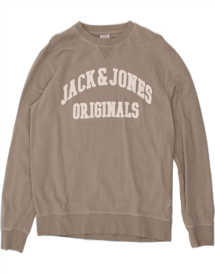 JACK & JONES Mens Graphic Sweatshirt Jumper Medium Grey Cotton Vintage Jack & Jones and Second-Hand Jack & Jones from Messina Hembry 
