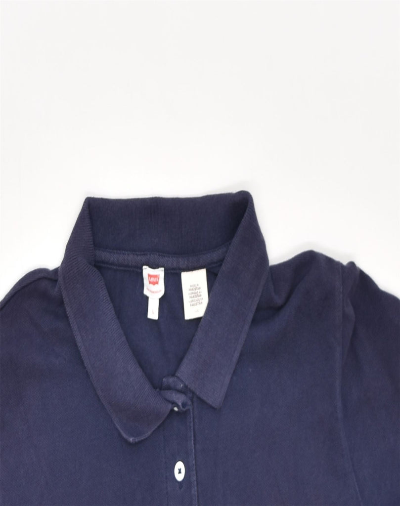 LEVI'S Womens Polo Shirt Large Navy Blue Cotton | Vintage | Thrift | Second-Hand | Used Clothing | Messina Hembry 