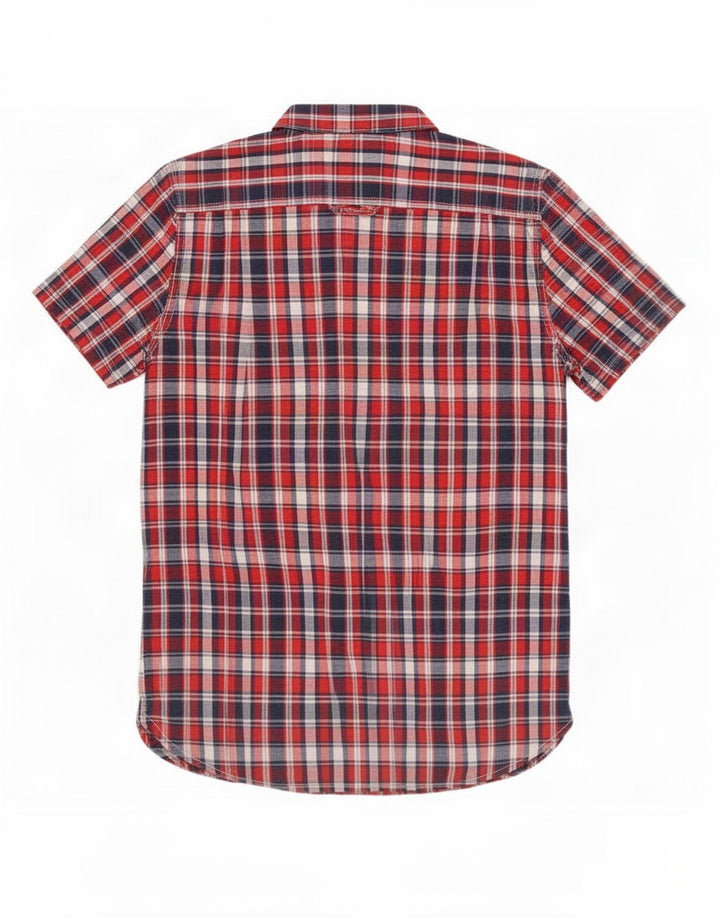 Superdry Mens Short Sleeve Shirt Medium Red Check Cotton