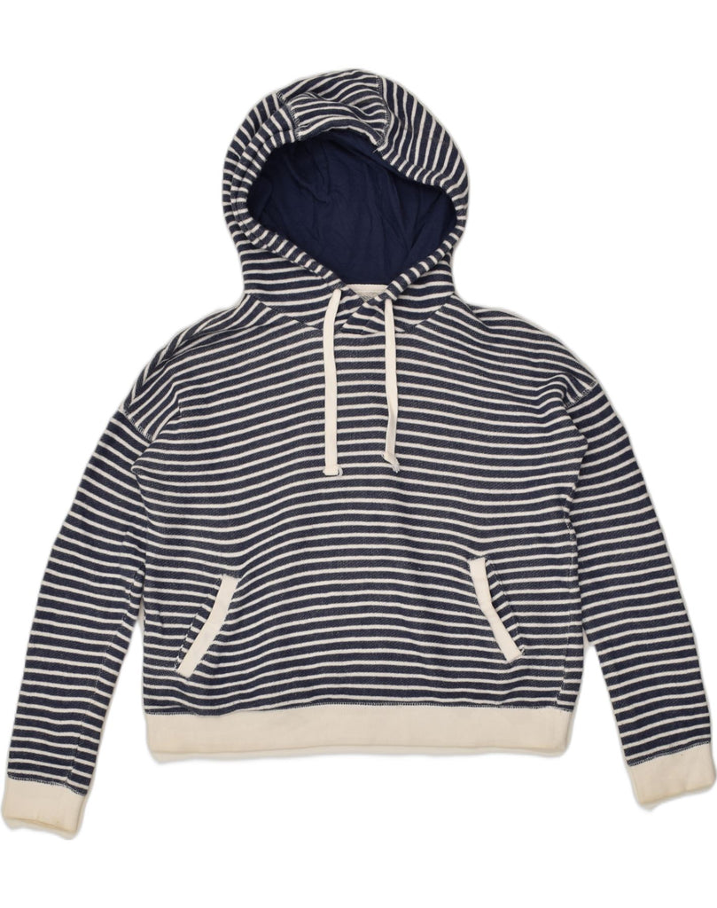 ROXY Womens Hoodie Jumper UK 10 Small Navy Blue Striped Cotton | Vintage Roxy | Thrift | Second-Hand Roxy | Used Clothing | Messina Hembry 