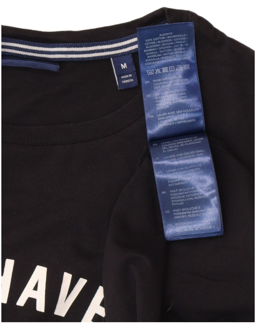 Gant Mens New Haven Graphic T-Shirt Top Medium Black Cotton