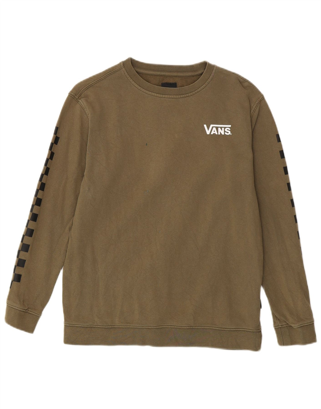 Vans Womens Graphic Sweatshirt Jumper UK 16 Large Khaki Cotton