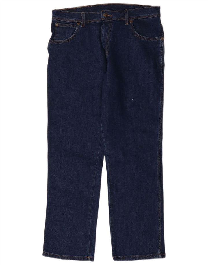 Wrangler Mens Regular Fit Straight Jeans W34 L30 Blue Cotton