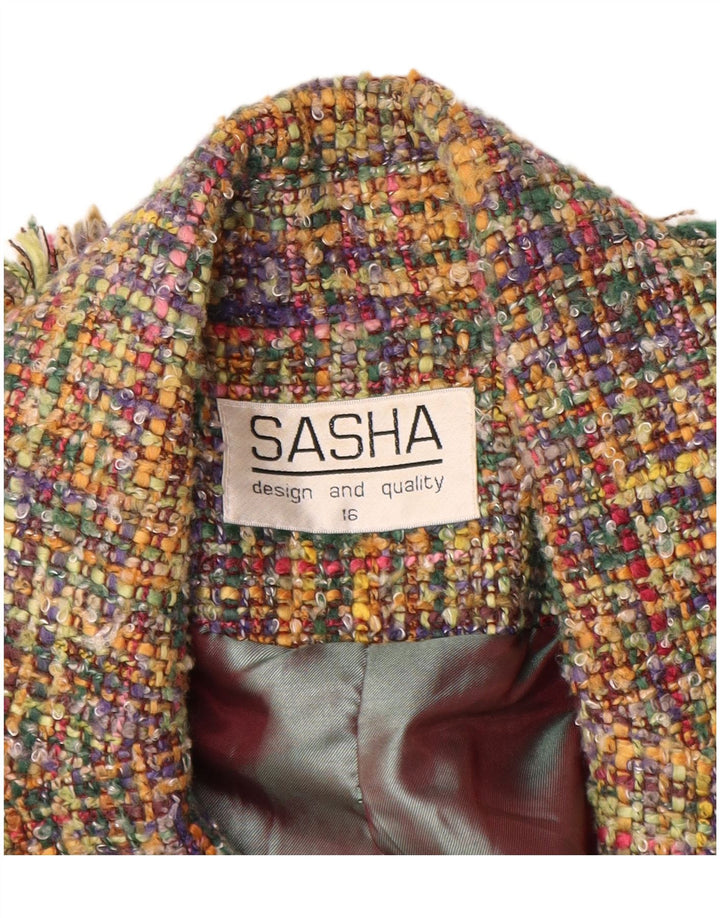 SASHA Womens Open Blazer Jacket UK 16 Large Multicoloured Acrylic