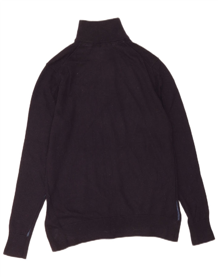 Ted Baker Mens Zip Neck Jumper Sweater Size 3 Medium Navy Blue Wool