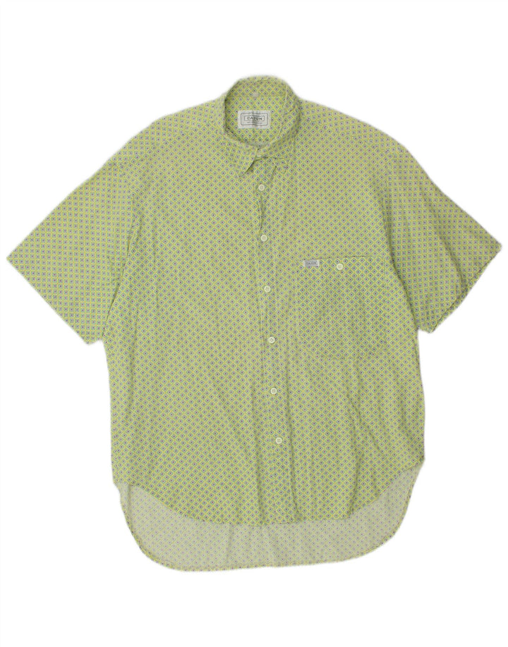 CAJUN Mens Short Sleeve Shirt Medium Green Spotted