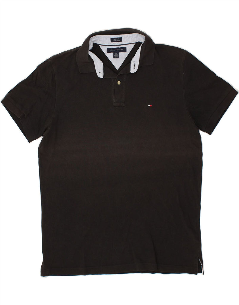 TOMMY HILFIGER Mens Custom Fit Polo Shirt Large Black Cotton | Vintage Tommy Hilfiger | Thrift | Second-Hand Tommy Hilfiger | Used Clothing | Messina Hembry 