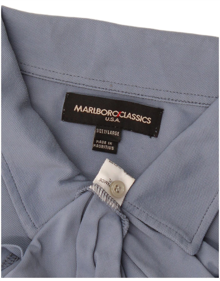 Marlboro Classics Mens Polo Shirt 2XL Blue Polyamide