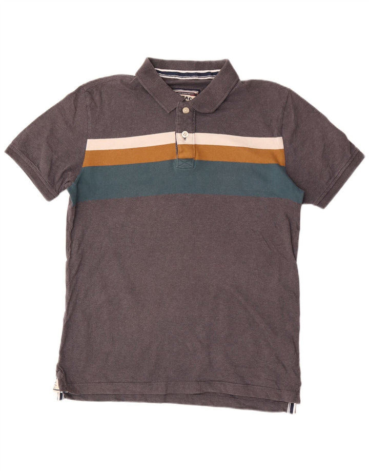 Fat Face Mens Polo Shirt Medium Grey Striped Cotton