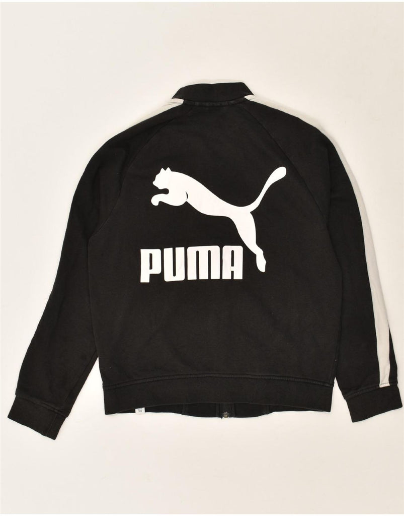 PUMA Womens Graphic Tracksuit Top Jacket UK 10 Small Black Colourblock | Vintage Puma | Thrift | Second-Hand Puma | Used Clothing | Messina Hembry 