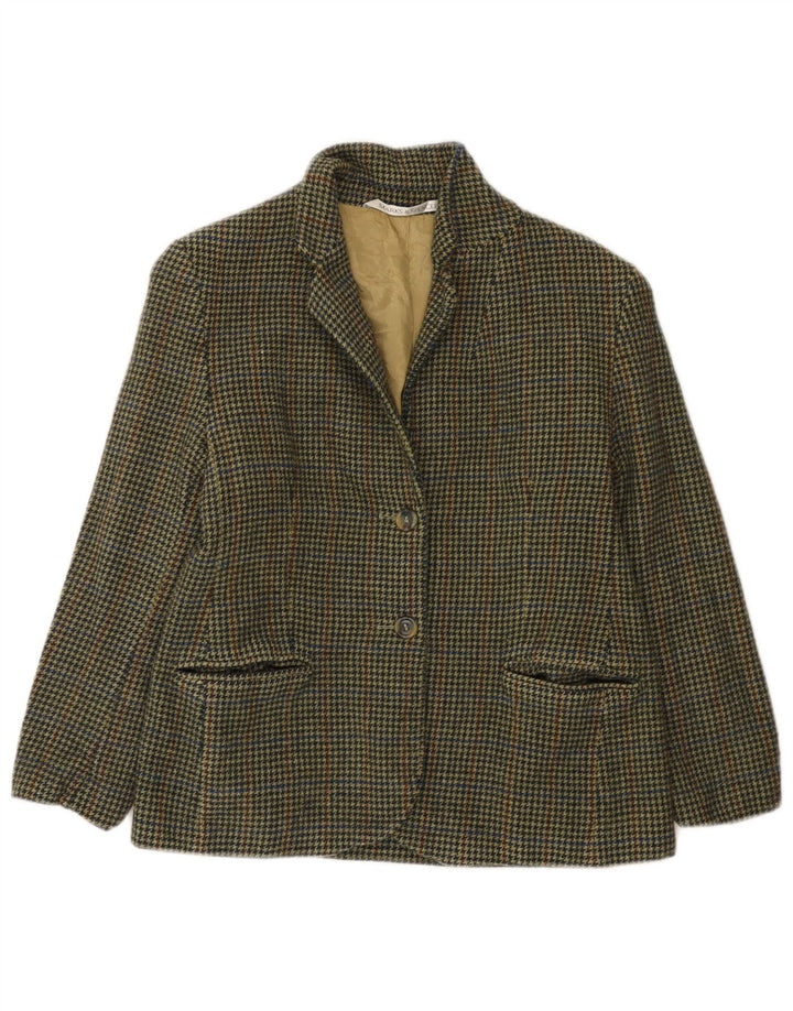 Marks & Spencer Womens Petite Blazer Jacket UK 12 Medium Green Houndstooth