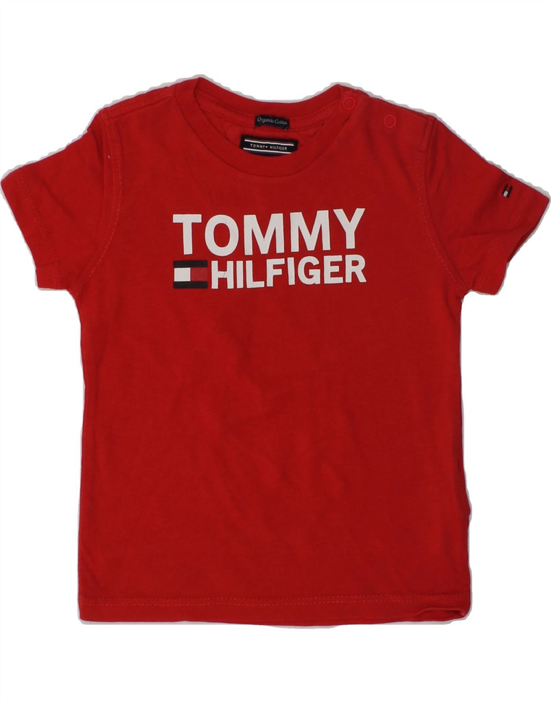 TOMMY HILFIGER Baby Boys Graphic T-Shirt Top 9-12 Months Red Cotton | Vintage Tommy Hilfiger | Thrift | Second-Hand Tommy Hilfiger | Used Clothing | Messina Hembry 