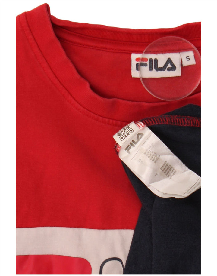 FILA Womens Graphic Sweatshirt Jumper UK 10 Small Navy Blue Colourblock