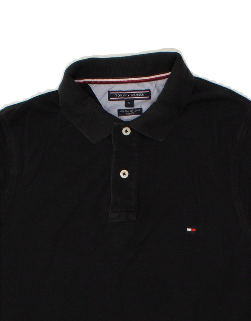 TOMMY HILFIGER Mens Polo Shirt Small Black Cotton | Vintage Tommy Hilfiger | Thrift | Second-Hand Tommy Hilfiger | Used Clothing | Messina Hembry 