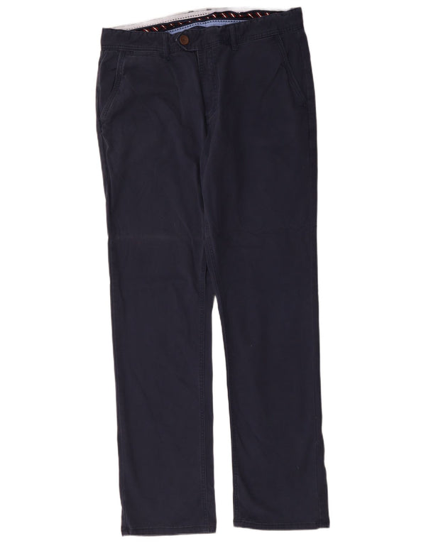 Crew Clothing Mens Straight Suit Trousers W36 L33 Navy Blue Cotton