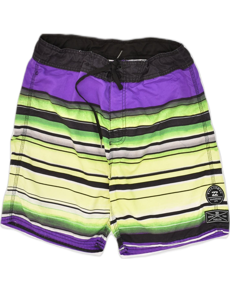 BILLABONG Mens Swimming Shorts Medium Multicoloured Striped Polyester | Vintage Billabong | Thrift | Second-Hand Billabong | Used Clothing | Messina Hembry 