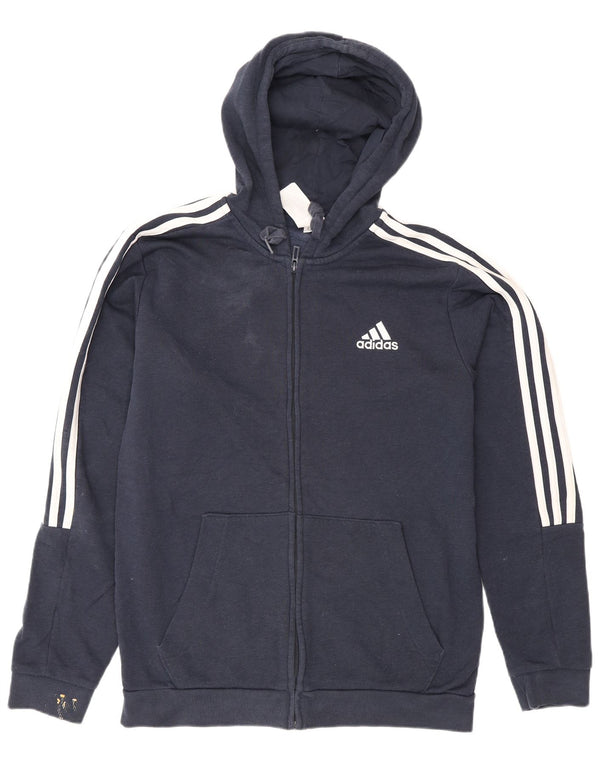 Adidas Mens Zip Hoodie Sweater Medium Navy Blue Cotton