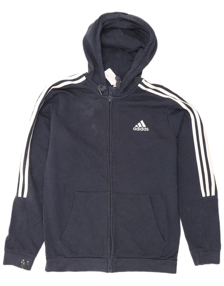 Adidas Mens Zip Hoodie Sweater Medium Navy Blue Cotton
