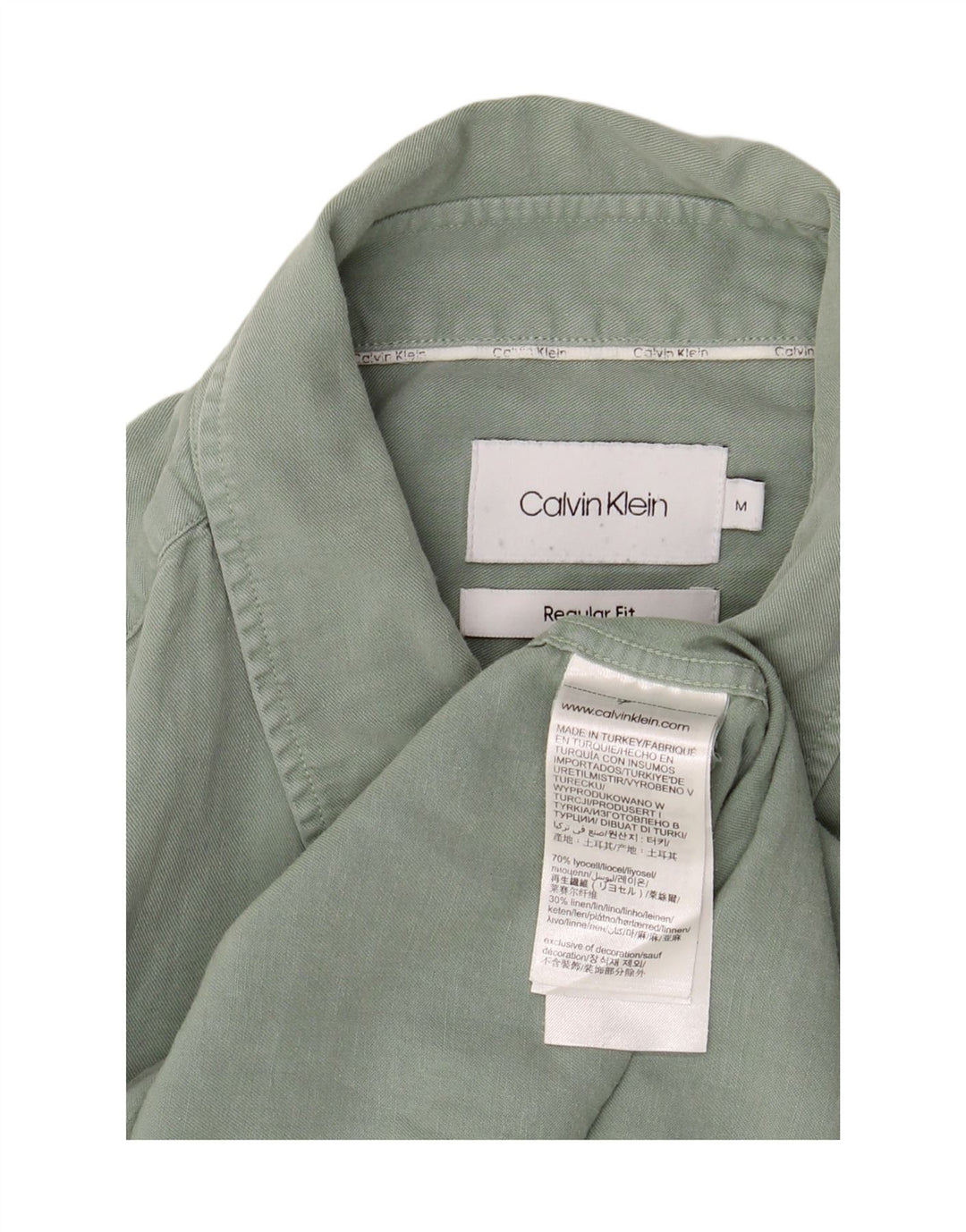 Calvin Klein Mens Regular Fit Shirt Medium Green Lyocell