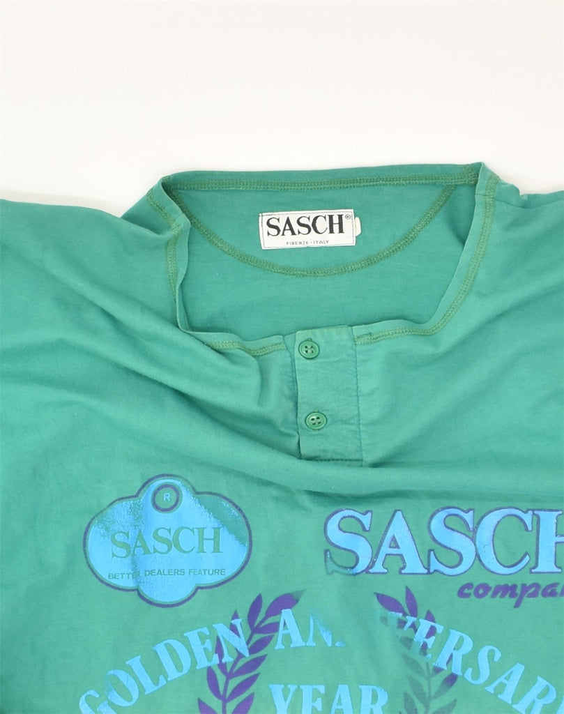 SASCH Womens Graphic T-Shirt Top UK 18 XL Green Cotton | Vintage Sasch | Thrift | Second-Hand Sasch | Used Clothing | Messina Hembry 