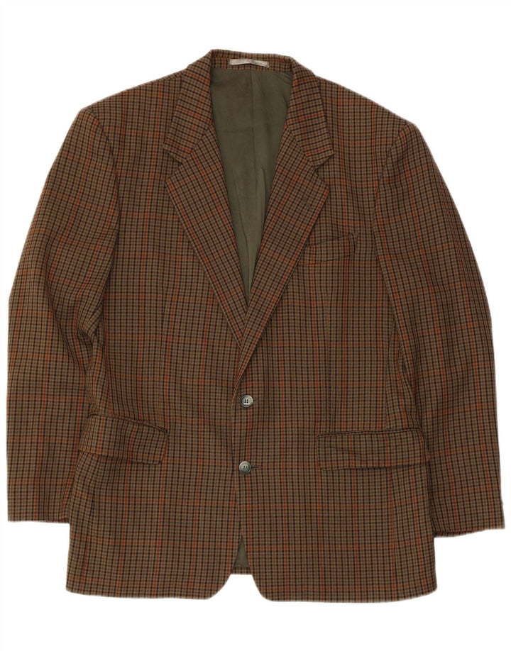 Vintage Mens 2 Button Blazer Jacket UK 38 Medium Brown Houndstooth