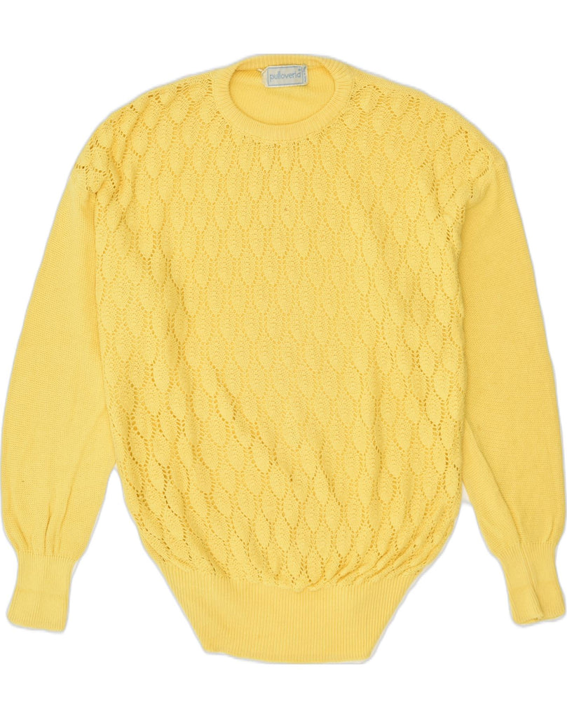 VINTAGE Womens Crew Neck Jumper Sweater UK 16 Large Yellow Cotton | Vintage Vintage | Thrift | Second-Hand Vintage | Used Clothing | Messina Hembry 