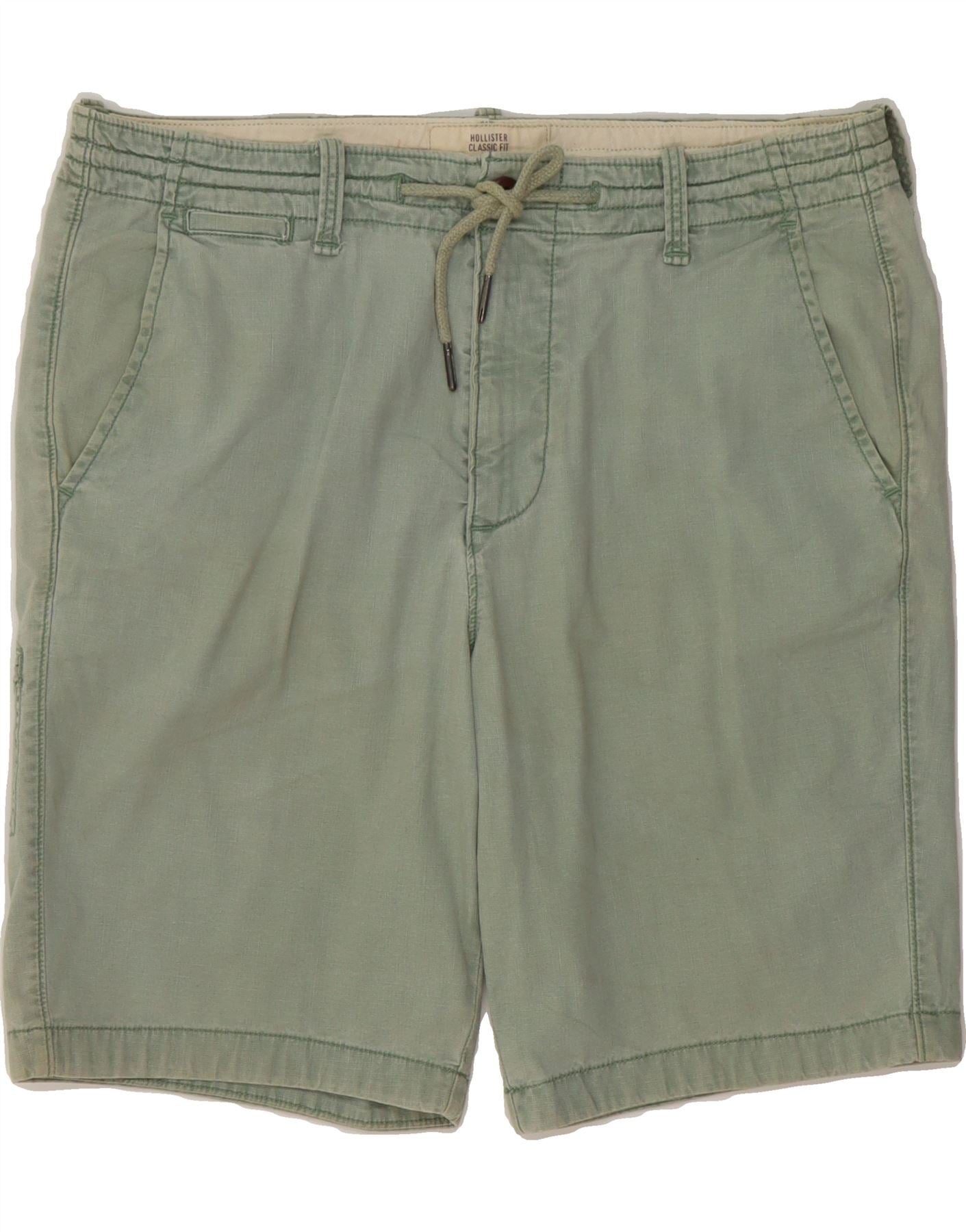 HOLLISTER Mens Classic Fit Casual Shorts W32 Medium Green Cotton