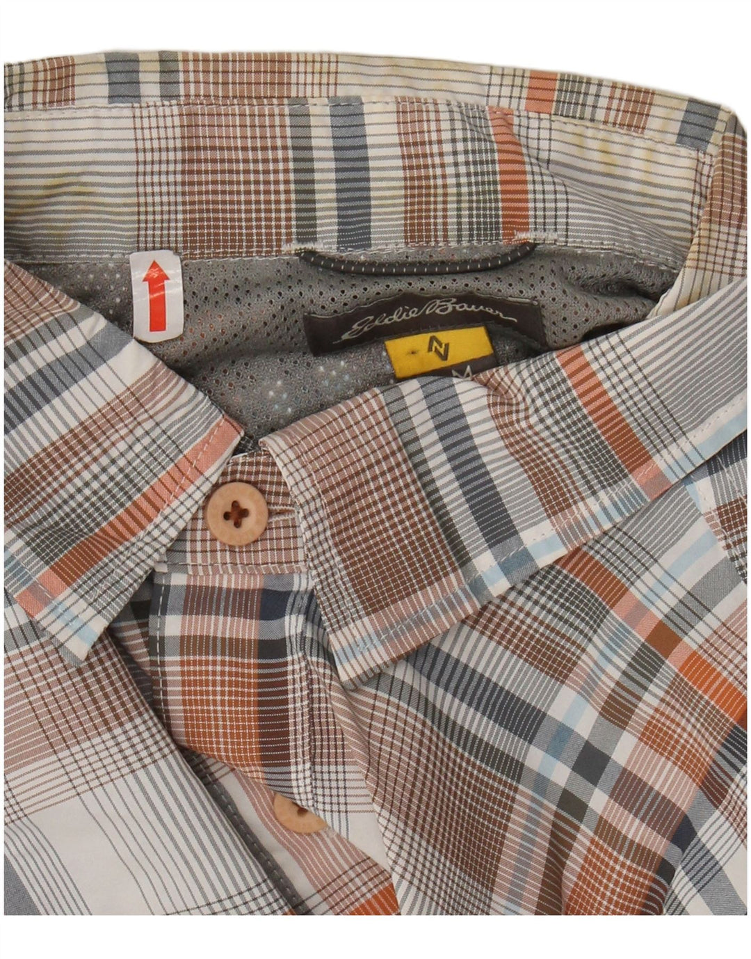 EDDIE BAUER Mens Short Sleeve Shirt Medium Multicoloured Check Polyester