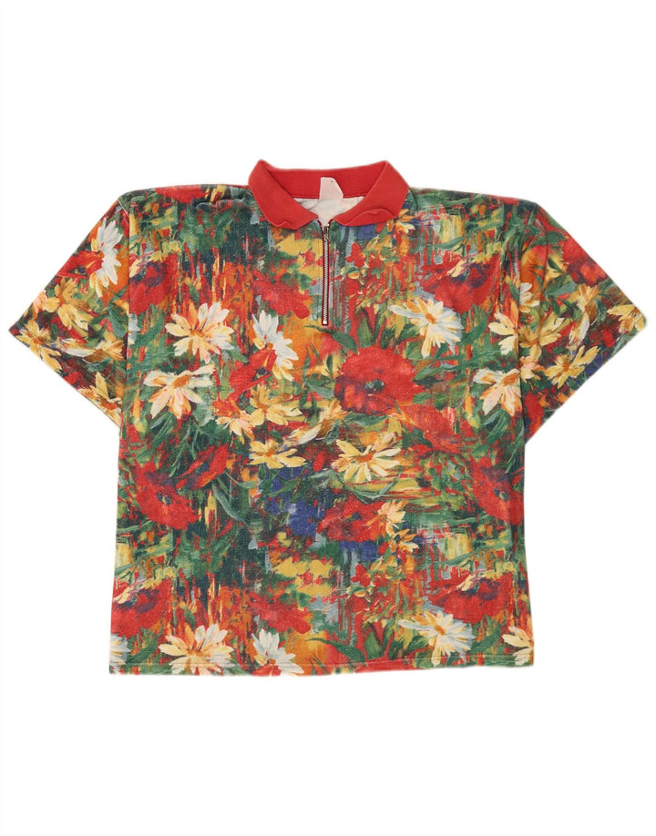 Vintage Mens Polo Shirt XL Multicoloured Floral