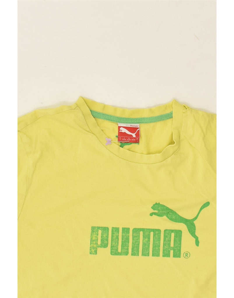 PUMA Mens Graphic T-Shirt Top Small Yellow | Vintage Puma | Thrift | Second-Hand Puma | Used Clothing | Messina Hembry 