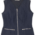 Vintage Womens Quilted Gilet IT 42 Medium Navy Blue Polyester